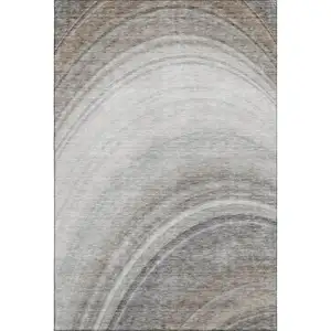 Photo of Gray Ivory And Beige Ombre Washable Area Rug With UV Protection