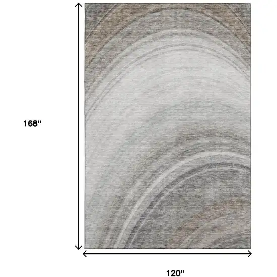 Gray Ivory And Beige Ombre Washable Area Rug With UV Protection Photo 5