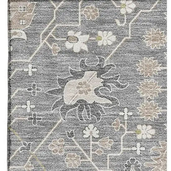 Gray Ivory And Beige Oriental Washable Area Rug With UV Protection Photo 2