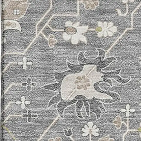 Gray Ivory And Beige Oriental Washable Area Rug With UV Protection Photo 2