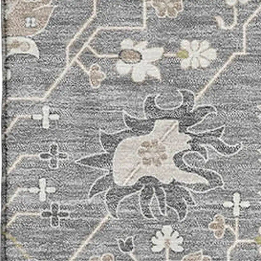 Gray Ivory And Beige Oriental Washable Area Rug With UV Protection Photo 2