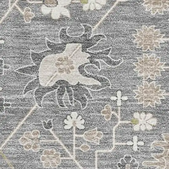 Gray Ivory And Beige Oriental Washable Area Rug With UV Protection Photo 2