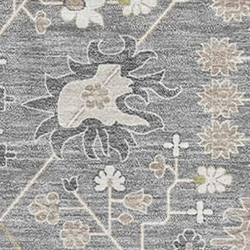 Gray Ivory And Beige Oriental Washable Area Rug With UV Protection Photo 2