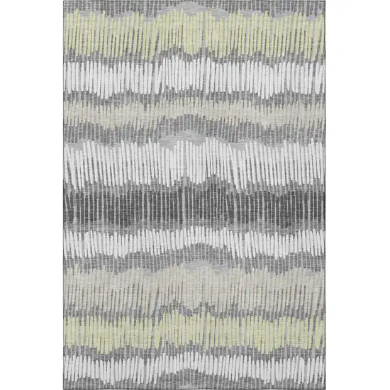 Gray Ivory And Beige Striped Washable Area Rug With UV Protection Photo 4