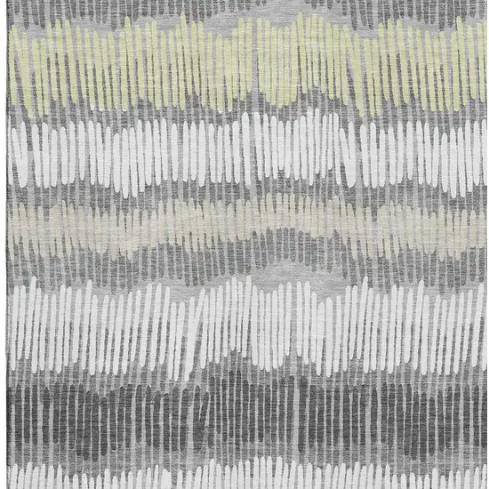 Gray Ivory And Beige Striped Washable Area Rug With UV Protection Photo 4