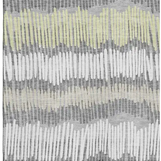 Gray Ivory And Beige Striped Washable Area Rug With UV Protection Photo 3