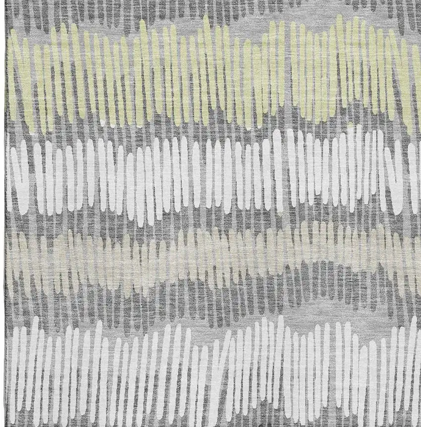 Gray Ivory And Beige Striped Washable Area Rug With UV Protection Photo 3