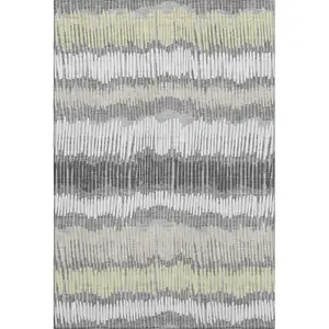 Photo of Gray Ivory And Beige Striped Washable Area Rug With UV Protection