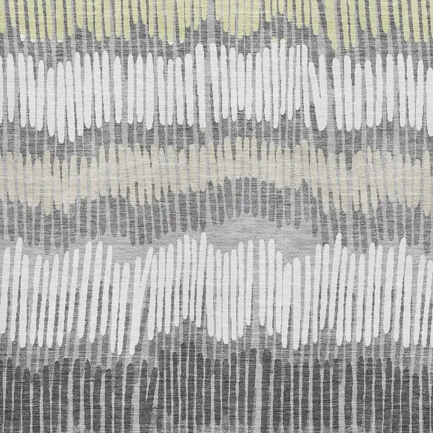 Gray Ivory And Beige Striped Washable Area Rug With UV Protection Photo 3