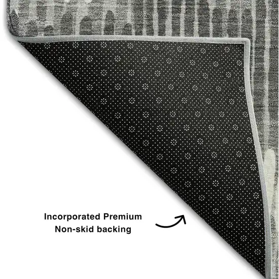 Gray Ivory And Beige Striped Washable Area Rug With UV Protection Photo 7