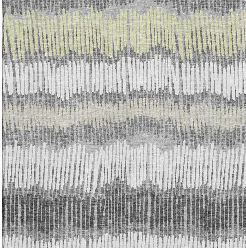 Gray Ivory And Beige Striped Washable Area Rug With UV Protection Photo 4