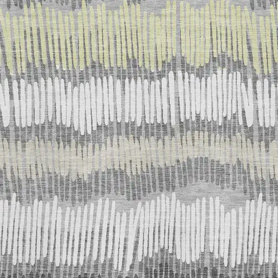 Gray Ivory And Beige Striped Washable Area Rug With UV Protection Photo 3