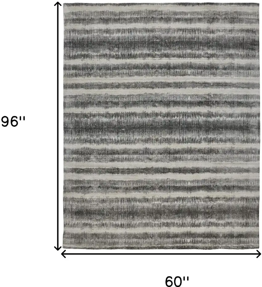 Gray Ivory And Black Abstract Hand Woven Area Rug Photo 10