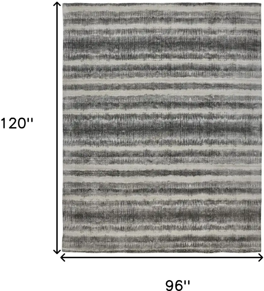 Gray Ivory And Black Abstract Hand Woven Area Rug Photo 10
