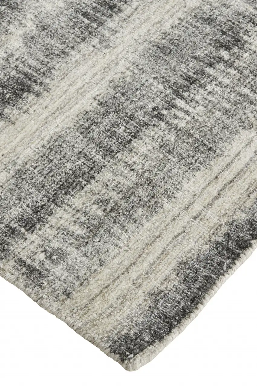Gray Ivory And Black Abstract Hand Woven Area Rug Photo 7