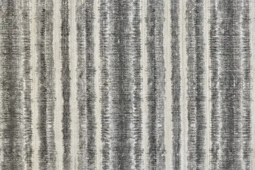Gray Ivory And Black Abstract Hand Woven Area Rug Photo 8