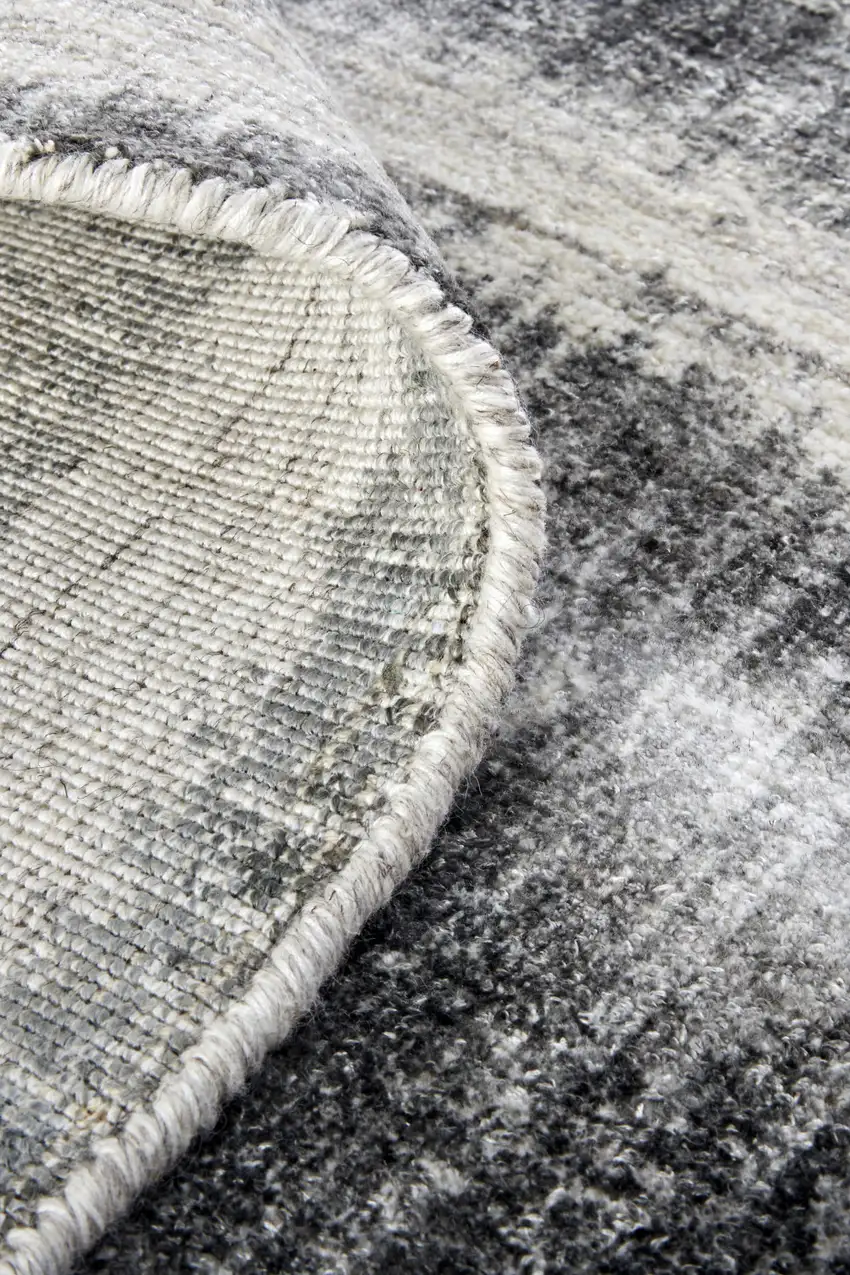 Gray Ivory And Black Abstract Hand Woven Area Rug Photo 9