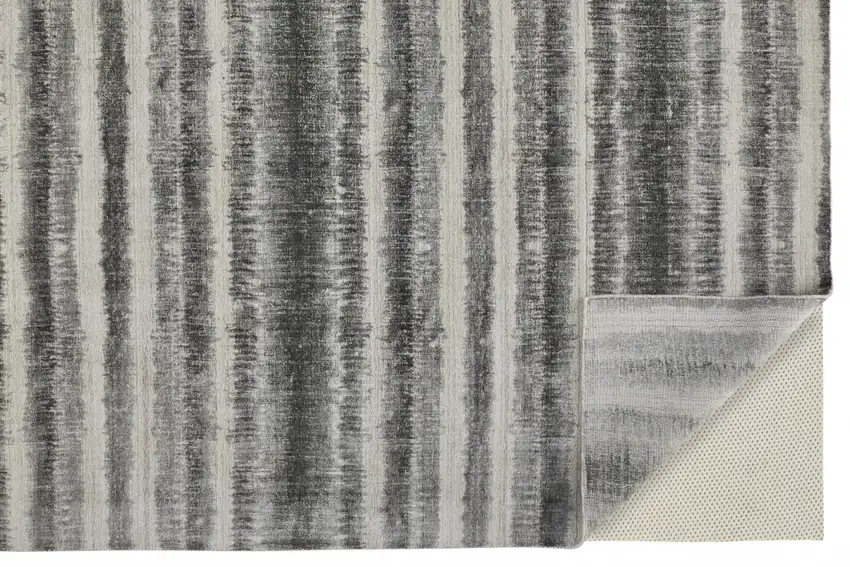 Gray Ivory And Black Abstract Hand Woven Area Rug Photo 3