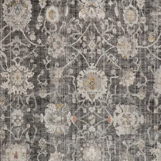 Gray Ivory And Black Floral Distressed Area Rug Photo 7