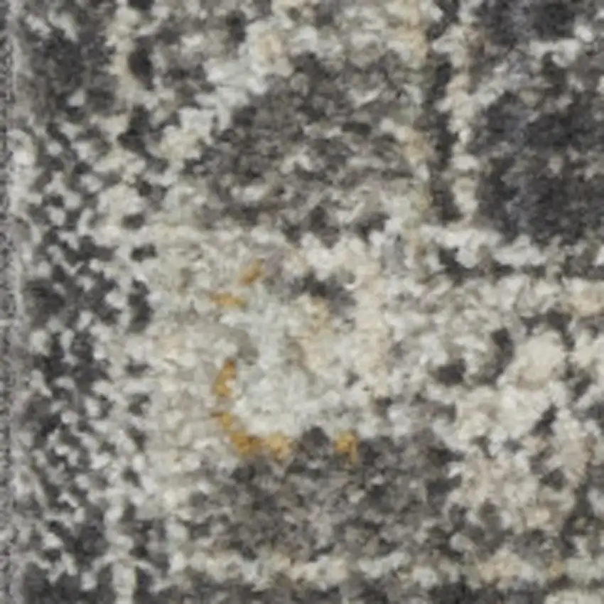 Gray Ivory And Black Floral Distressed Area Rug Photo 2