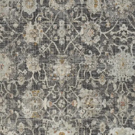 Gray Ivory And Black Floral Distressed Area Rug Photo 6