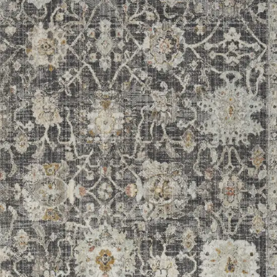 Gray Ivory And Black Floral Distressed Area Rug Photo 6