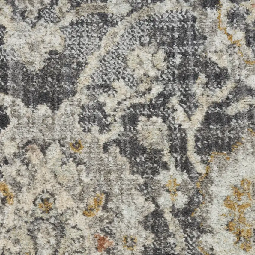 Gray Ivory And Black Floral Distressed Area Rug Photo 8