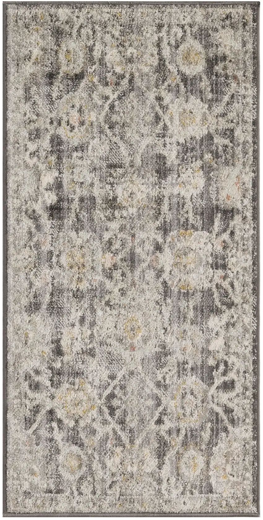 Gray Ivory And Black Floral Distressed Area Rug Photo 5