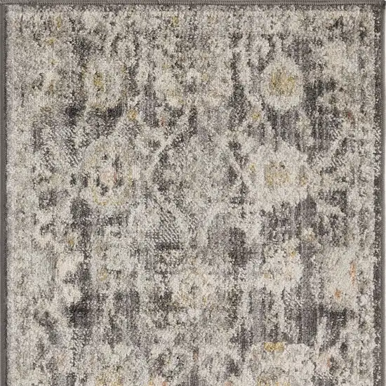 Gray Ivory And Black Floral Distressed Area Rug Photo 6