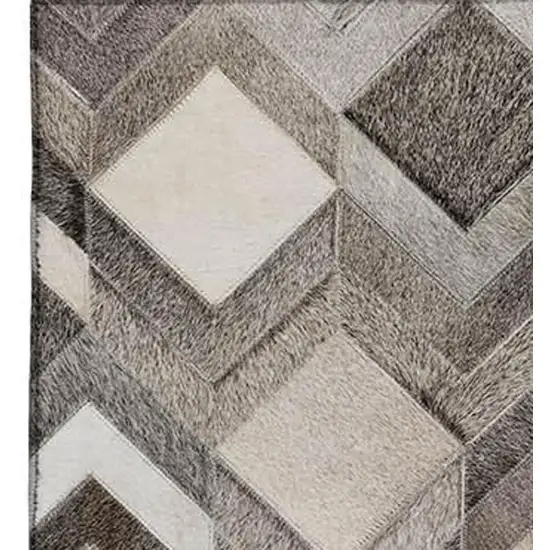 Gray Ivory And Black Geometric Washable Area Rug With UV Protection Photo 4