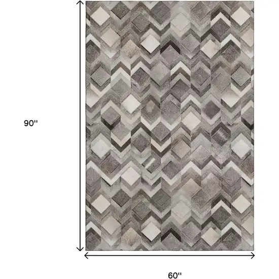 Gray Ivory And Black Geometric Washable Area Rug With UV Protection Photo 3