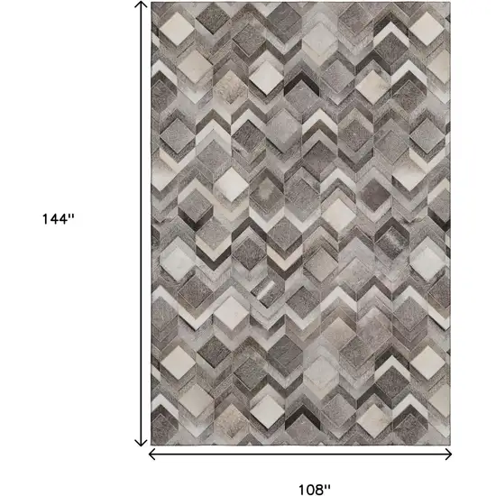 Gray Ivory And Black Geometric Washable Area Rug With UV Protection Photo 3