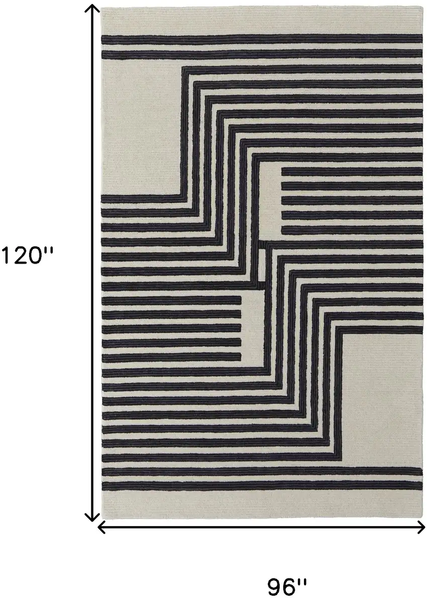 Gray and Black Wool Abstract Hand Tufted Area Rug Photo 3