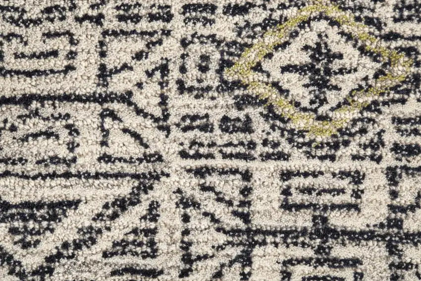Gray Ivory And Black Wool Geometric Tufted Handmade Area Rug Photo 7