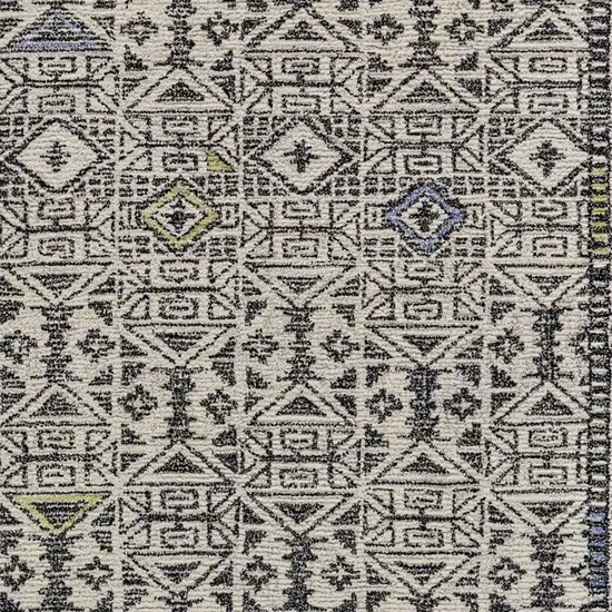 Gray Ivory And Black Wool Geometric Tufted Handmade Area Rug Photo 4
