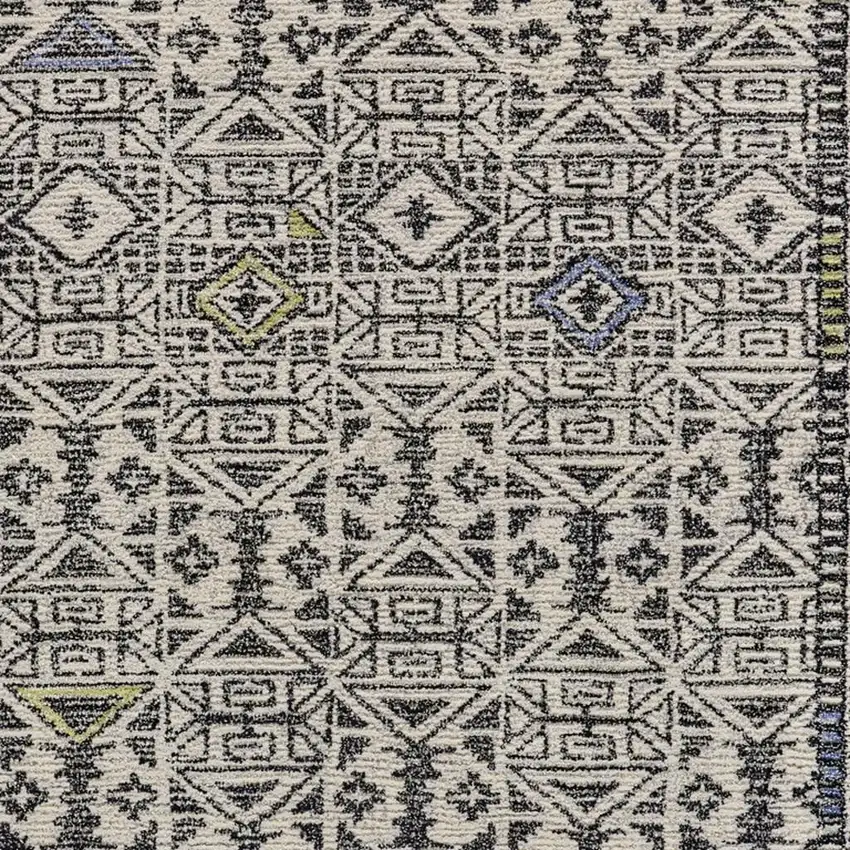 Gray Ivory And Black Wool Geometric Tufted Handmade Area Rug Photo 4