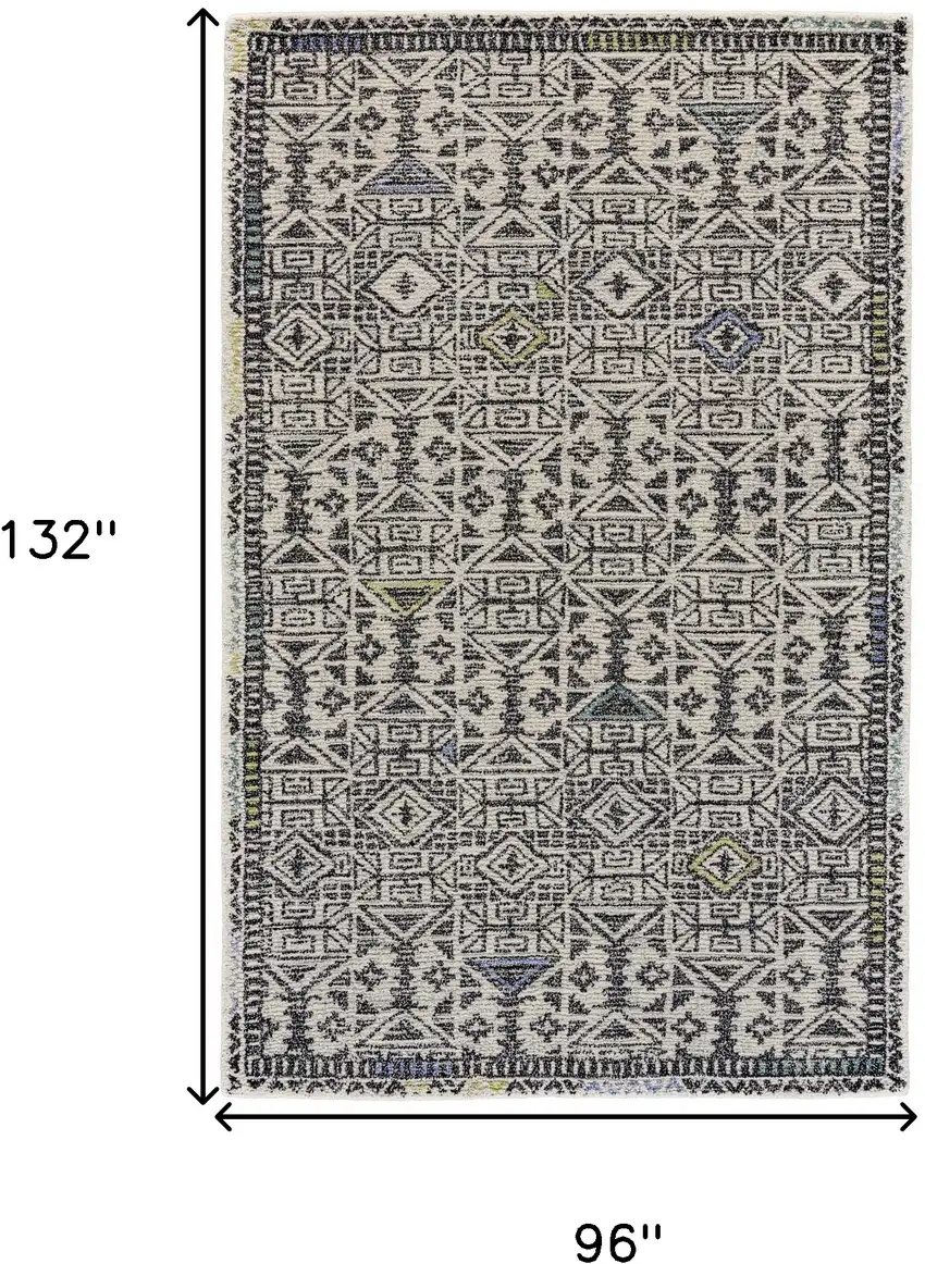 Gray Ivory And Black Wool Geometric Tufted Handmade Area Rug Photo 4