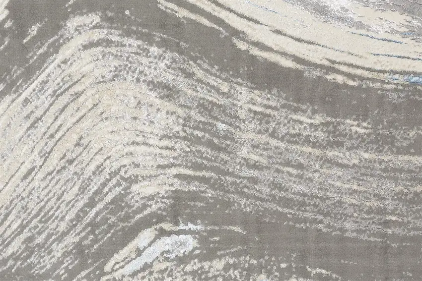 Gray Ivory And Blue Abstract Area Rug Photo 9