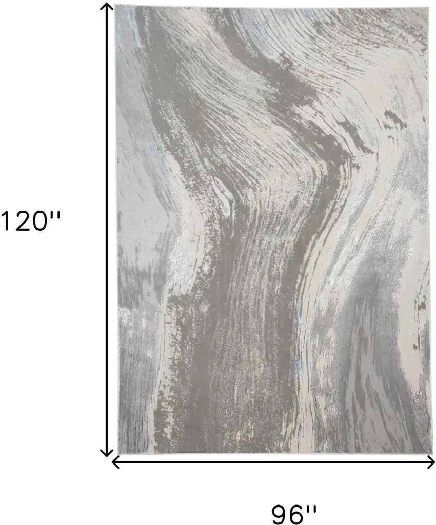 Gray Ivory and Blue Abstract Non Skid Area Rug Photo 9