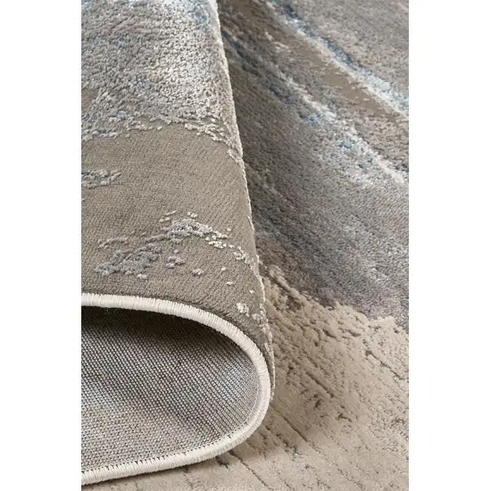 Gray Ivory And Blue Abstract Area Rug Photo 6