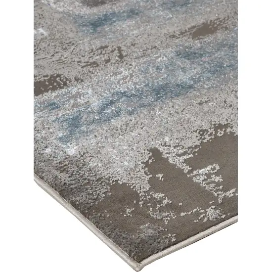 Gray Ivory And Blue Abstract Area Rug Photo 4