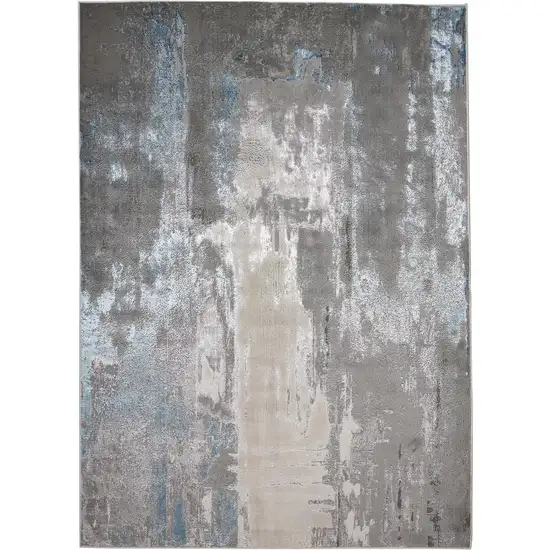 Gray Ivory And Blue Abstract Area Rug Photo 2