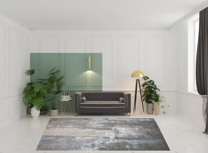 Gray Ivory And Blue Abstract Stain Resistant Area Rug Photo 2
