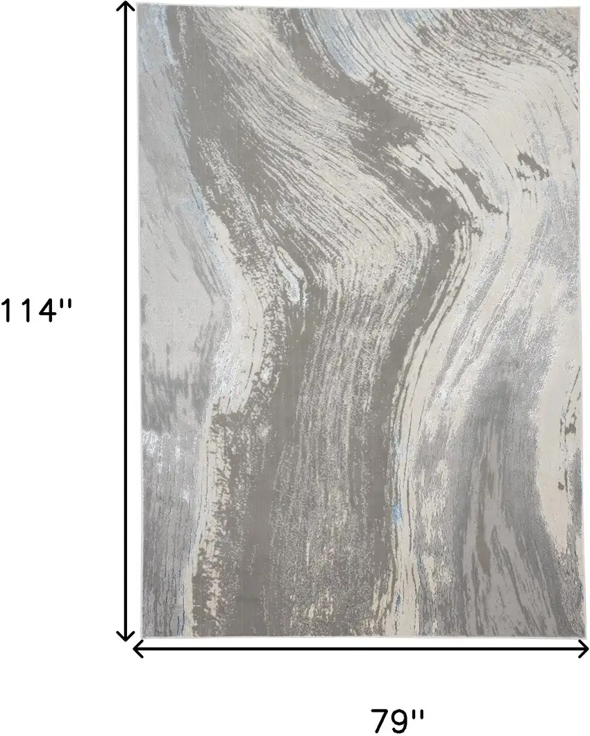 Gray Ivory And Blue Abstract Stain Resistant Area Rug Photo 3
