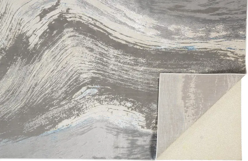 Gray Ivory And Blue Abstract Stain Resistant Area Rug Photo 8