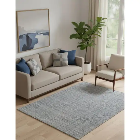 Gray Ivory And Blue Hand Woven Area Rug Photo 1