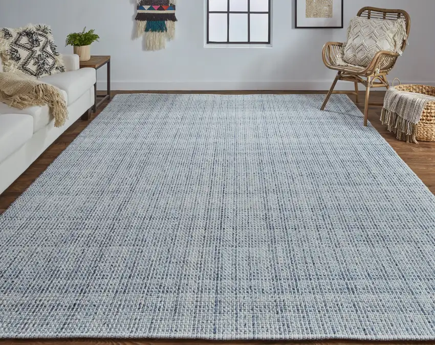 Gray Ivory And Blue Hand Woven Area Rug Photo 6