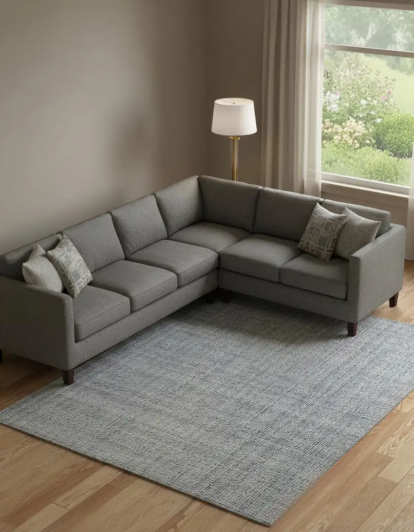 Gray Ivory And Blue Hand Woven Area Rug Photo 1