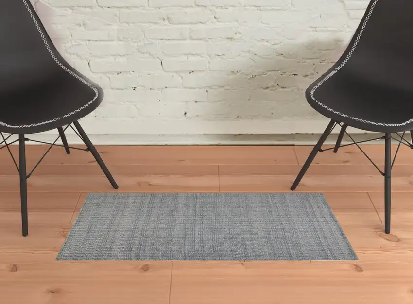 Gray Ivory And Blue Hand Woven Area Rug Photo 2
