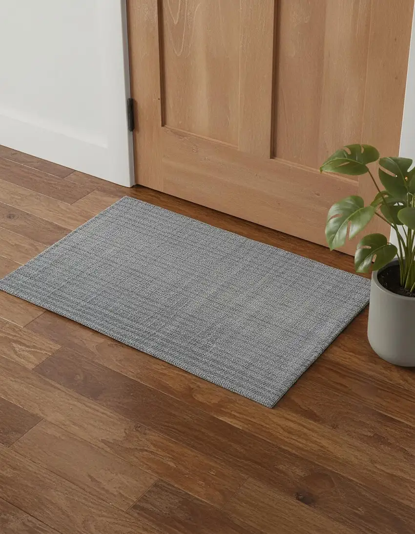 Gray Ivory And Blue Hand Woven Area Rug Photo 1